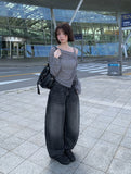 Sone Vintage Washing Wide Denim Pants