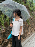 Nata Button Dot Raglan Short Sleeve Tee