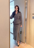 Lumie Collar Pintuck Shirring Wrap Blouse