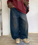 Kyoda Vintage Washing Wide Dart Denim Pants