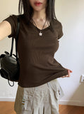 Ser V-neck Slim Ribbed Short Sleeve T-shirt