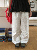 Lijet Flower String Pintuck Wide Pants