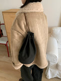 Bellon Reversible Leather Suede Fleece Mustang - Wool 50