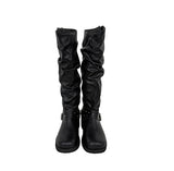 Doze Wrinkle Leather Buckle Long Boots
