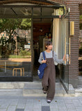 Friend Pocket Cotton Wide Overalls