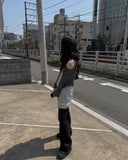 Longdi Bootcut Black Blue Washing Denim Pants