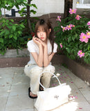 Enne Dot Ribbon Pintuck Blouse