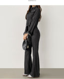 Raw Pocket Two Piece Set-Up Crop Shirt Bootcut Pants Set