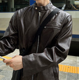 Concrete Crack Leather Jacket