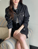 [Non-Fade] Olivew A-Line Denim Mini Skirt