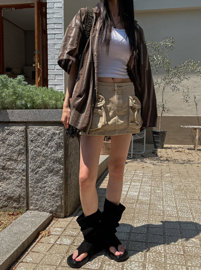 【U LAN】utility three-dimensional pocket mini skirt U LAN (ユーラン) - ユーティリティ立体ポケットミニキュロット