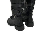 Cross Buckle Studded Mid Boots