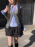 Eve Fake Layered Ruffle Shirt Cardigan