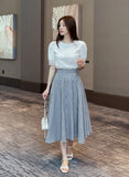 Rebel Check Banding Flare Long Skirt
