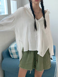 Morton back-slit see-through strap boxy fit long sleeve shirt