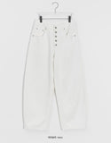 [unisex] Renshu Button Wide Cotton Pants