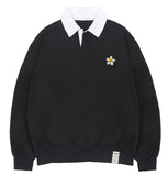 Flower Dot Embroidery Collar Sweatshirt