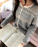 Sone Nordic Round Neck Long Sleeve Knit Cardigan