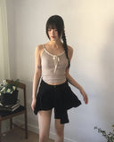 Fruit Ribbed Lace Ribbon Inner Layered Sleeveless