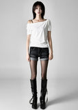 Flip short denim pants