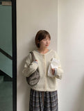 Dean News Button Wool Round Knit Cardigan