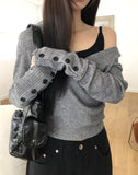 Jinu Sleeve Button Ribbed Wrap Hoodie