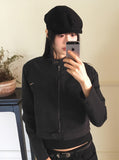 Boldy Incised Zipper Crop Biker Zip Up