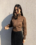 Tmin Shibori Buckle High Neck Fur Lining Short Mustang