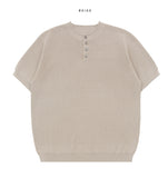 Viscose Henley Neck Short Sleeve Knit