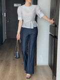 Raise Bootcut Denim Slacks Pants