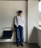 Blue Black Wide Denim