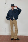 eyelet denim bootcut pants