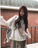 Kitten Lettering One-Shoulder String Sweatshirt