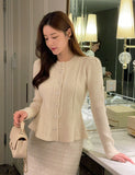 Even Pearl Puff Knit Cardigan