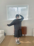 [unisex] Horiring Punching Stripe Over Cardigan