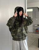 Camo Stud Pocket Two Way Hood Zip-Up
