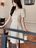 Koan Heart Neck Puff Flare Mini One Piece