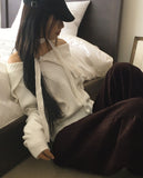 Hanel button off-shoulder muffler knit