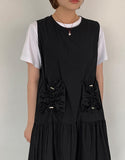 Habom Dot Nylon Layered Sleeveless One Piece