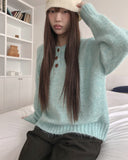 Seuha Henry Neck Button Overfit Knit