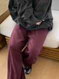 Chop-pit pin-tuck balloon wide banding pants