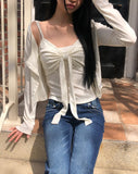 Mevni Dot Sleeveless Cardigan Set