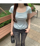 Back Ribbon Point Cut Waist Narrow Summer Knit