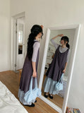 Mihi Seersucker Check Tiered Long Skirt