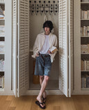 [Premium/Made] Classic Label Stripe Balloon Shirt