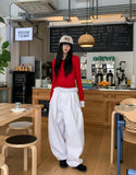 Vintz three-pin tuck balloon wide cotton pants