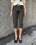 Leon Button Capri Denim Three Quarter Pants