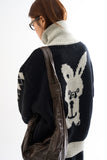 Rabbit knit zip-up sweater