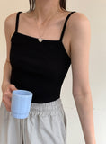 Color Slim Cropped Ribbed String Sleeveless