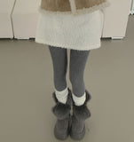 Dia Embroidered Hole Point Thick Span Winter Cotton Stockings